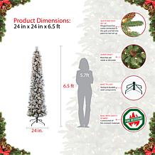 Puleo International 6.5' Pre-Lit Flocked Pencil Christmas Tree