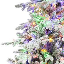 Puleo International 7' Pre-lit Flocked Utah Fir Tree, 500 LED Lights