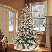 Puleo International 7.5' Pre-lit Flocked Aspen Fir Tree 