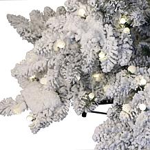 Puleo International 7.5' Pre-Lit Flocked Slim Pine Artificial Tree