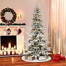 Puleo International 7.5' Pre-lit Slim Flocked Utah Fir Tree 