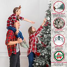 Puleo International 9'Prelit Slim Flocked Franklin Fir Artificial Tree