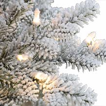 Puleo Intl. 7.5' Pre-lit Douglas Fir Flocked Downswept Artificial Tree
