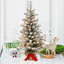Puleo Intl. Pre-Lit 3' Flocked Fraser Fir Artificial Christmas Tree