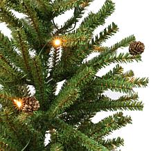 Puleo Intl. Pre-Lit 6' Fir Artificial Christmas Tree and Pine Cones