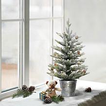 Puleo Intl. PreLit 2' Table Top Artificial Christmas Tree in Metal Pot