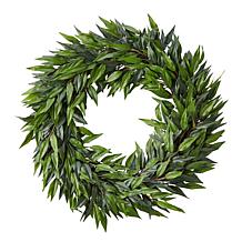 Pure Garden 22" Indoor Artificial Microphylla Leaf Wreath