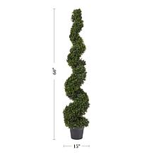 Pure Garden Decorative Realistic Faux Boxwood Spiral Topiary
