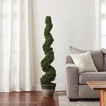 Pure Garden Decorative Realistic Faux Boxwood Spiral Topiary