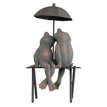 Pure Garden Frog Couple Statue 