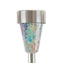 Pure Garden Stainless Solar LED Mosaic Pillar Set of 4