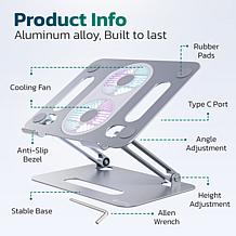 Purely C50 Adjustable Height Pro Laptop Stand Cooling Pad