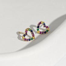 Radiance by Absolute™ 0.71ctw Round Stone Rainbow Heart Stud Earrings