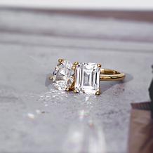 Radiance by Absolute™ 10.27ctw Oval and Emerald Cut Double-Stone Ring