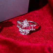 Radiance by Absolute™ 11.81ctw Pear with Baguette Sides Ring