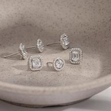 Radiance by Absolute™ 15ctw Mixed-Cut Halo Stud Earrings 3-piece Set