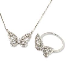 Radiance by Absolute™ 2ctw Butterfly Ring and Necklace 2-piece Set