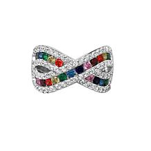 Radiance by Absolute™ 3.45ctw Platinum-Plated Rainbow Crossover Ring