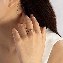 Radiance by Absolute™ Gold-Plated Pavé Chevron 2-Piece Ring Set