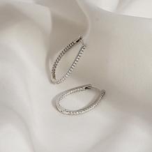 Radiance by Absolute™ Platinum-Plated 1.15ctw Oval Hoop Earrings