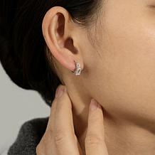 Radiance by Absolute™ Platinum-Plated Emerald Cut Mini Hoop Earrings 