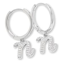 Radiance by Absolute™ Simulated Diamond Initial Huggie Hoop Earrings