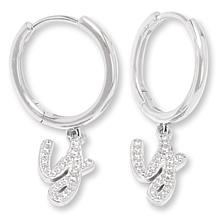 Radiance by Absolute™ Simulated Diamond Initial Huggie Hoop Earrings