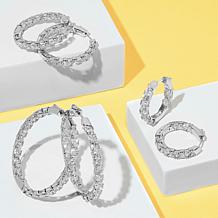 Radiance by Absolute™ Simulated Diamond Trilliant-Cut In-Out Hoops