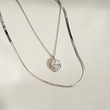 Radiance by Absolute™ Solitaire and Herringbone Layered Necklace