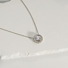Radiance by Absolute™ Square and Pavé Floating Halo Pendant with Chain