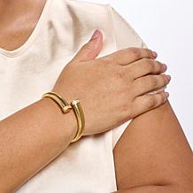 Radiance by Absolute™ Stainless Steel Pavé Ridged Bypass Bracelet