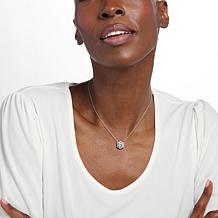 Radiance by Absolute™ Sterling Silver Blossom Halo Drop 16" Necklace