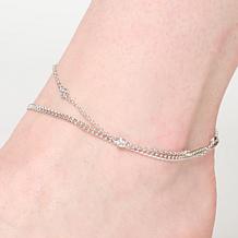 Radiance by Absolute™ Sterling Silver Double Cable Curb Anklet