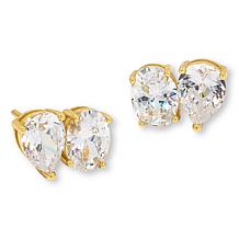 Radiance by Absolute™ Toi et Moi Goldtone Mixed Cut Stud Earrings