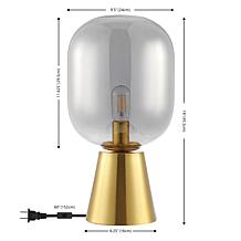 Rain Table Lamp in Smoke Grey and Brass, 9.5 x 9.5 x 18"