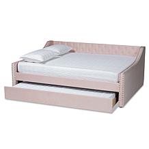 Raphael Velvet Fabric Upholstered Full Size Daybed with Trundle