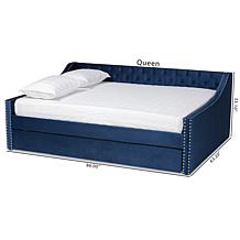 Raphael Velvet Fabric Upholstered Queen Size Daybed with Trundle