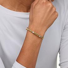 Rarities 1/10ctw Diamond Etched Hinged Gold-Plated Bangle Bracelet