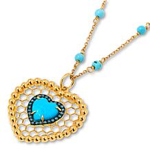 Rarities 1/6cttw Diamond-Accented Gemstone Heart Necklace