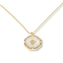 Rarities 18" Gold-Plated Gemstone Octagon Pendant Necklace
