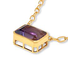 Rarities 18" Gold-Plated Oval Link Octagonal Gemstone Necklace