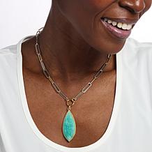 Rarities 18" Two-Tone Sterling Silver Amazonite Drop Necklace