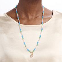 Rarities 28" Multicolor Gemstone Gold-Plated Beaded Charm Necklace