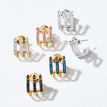 Rarities .35ctw Blue Diamond Gold-Plated Three-Row Earrings