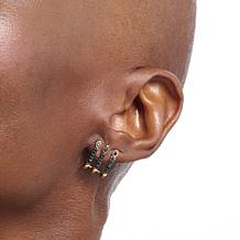 Rarities .35ctw Champagne Diamond Gold-Plated Three-Row Earrings