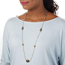 Rarities 36" Labradorite and Blue Topaz Goldtone Necklace
