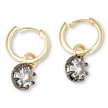 Rarities Black-Accented Rock Crystal Hugger Hoop Earrings