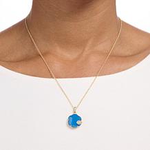 Rarities Blue Chalcedony & Blue Topaz Flower Pendant with Chain