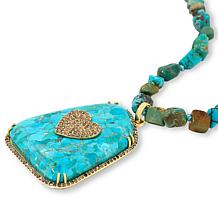 Rarities Compressed Turquoise and Champagne Diamond 36" Necklace