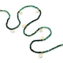 Rarities Emerald Bead 30" Necklace with Gold-Plated Charms